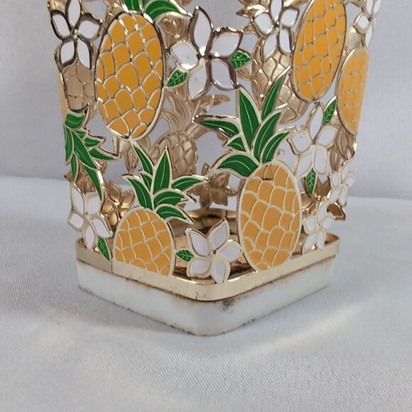 Bath & Body Works Pineapple Plumeria Soap Holder Gold White Summer Flowers - Picture 4 of 13